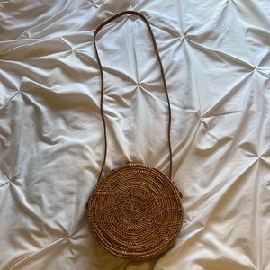 Hand woven round rattan purse